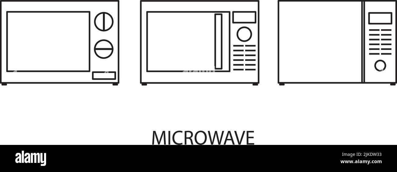 Drawings of microwaves in black lines on a white background Stock Vector Image & Art Alamy