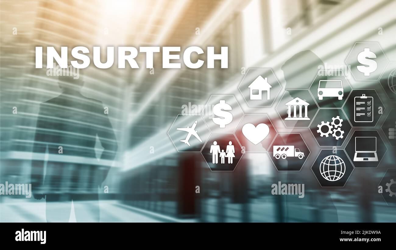 Insurance technology Insurtech concept. Inscription on a virtual screen ...