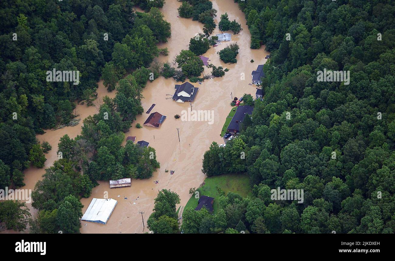 Eastern Kentucky, USA. 29th July, 2022. A Kentucky National Guard Soliders and Airmen aided in