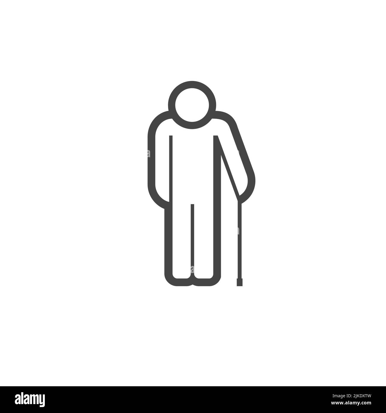 Old man icon. Pensioner infographics pictogram. Flat vector illustration isolated on white background. Stock Vector