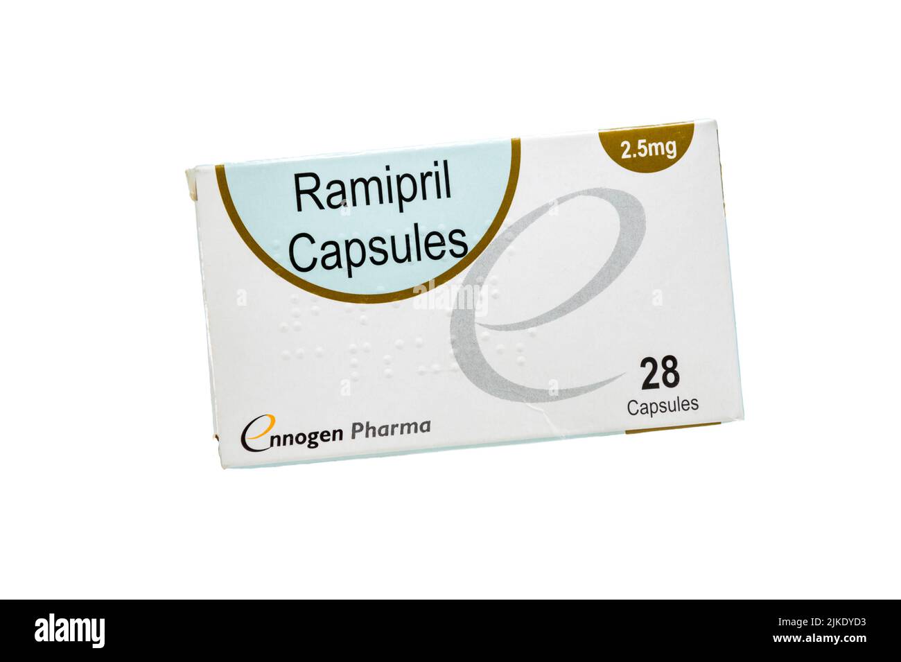 Stock image of a pack of Ramipril Capsules, an ACE Inhibitor used in the treatment of high blood pressure. Stock Photo