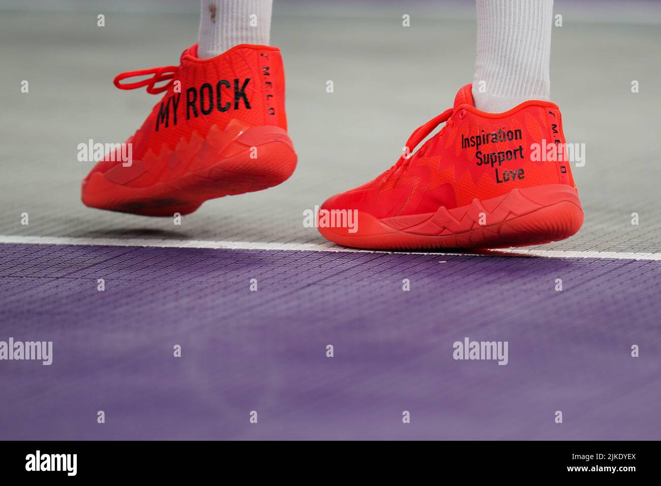 The shoes of England's Chantelle Handy during the women's semi final at