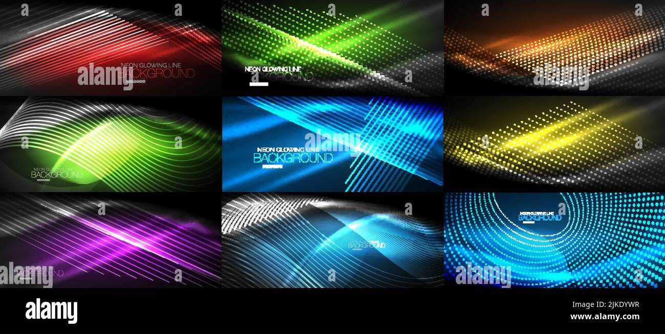 Comp Baclgrounds Set of vector neon smooth wave digital abstract backgrounds Stock ...