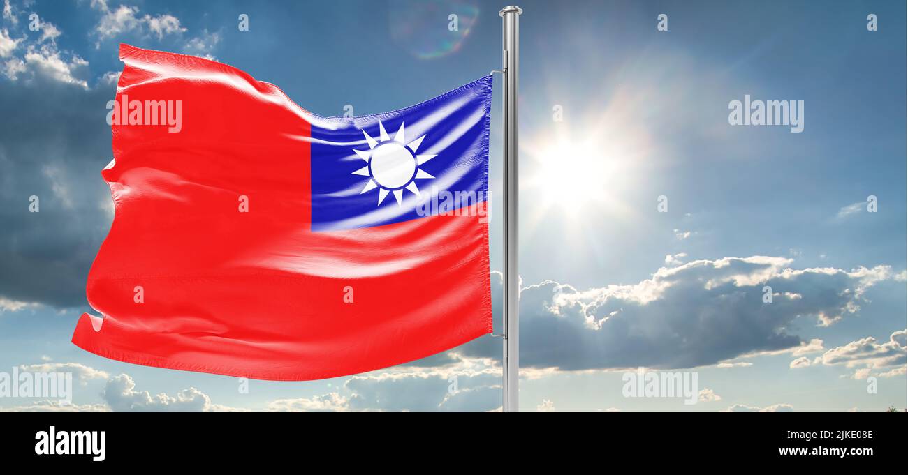 Flag of the Republic of China taiwan Stock Photo