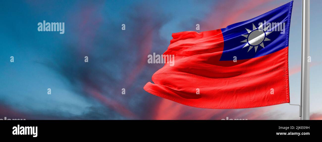 Flag of the Republic of China taiwan Stock Photo