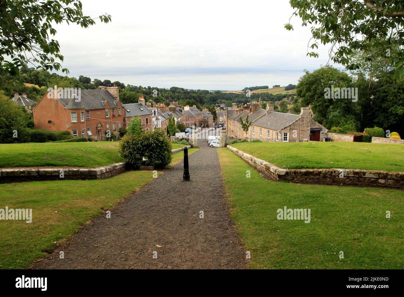 Scottish town, View down Castlegate from Jedburgh Castle Jail ...