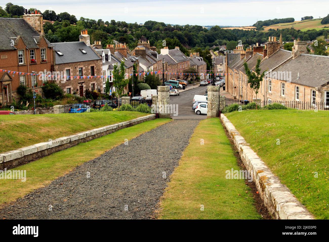 Scottish town, View down Castlegate from Jedburgh Castle Jail