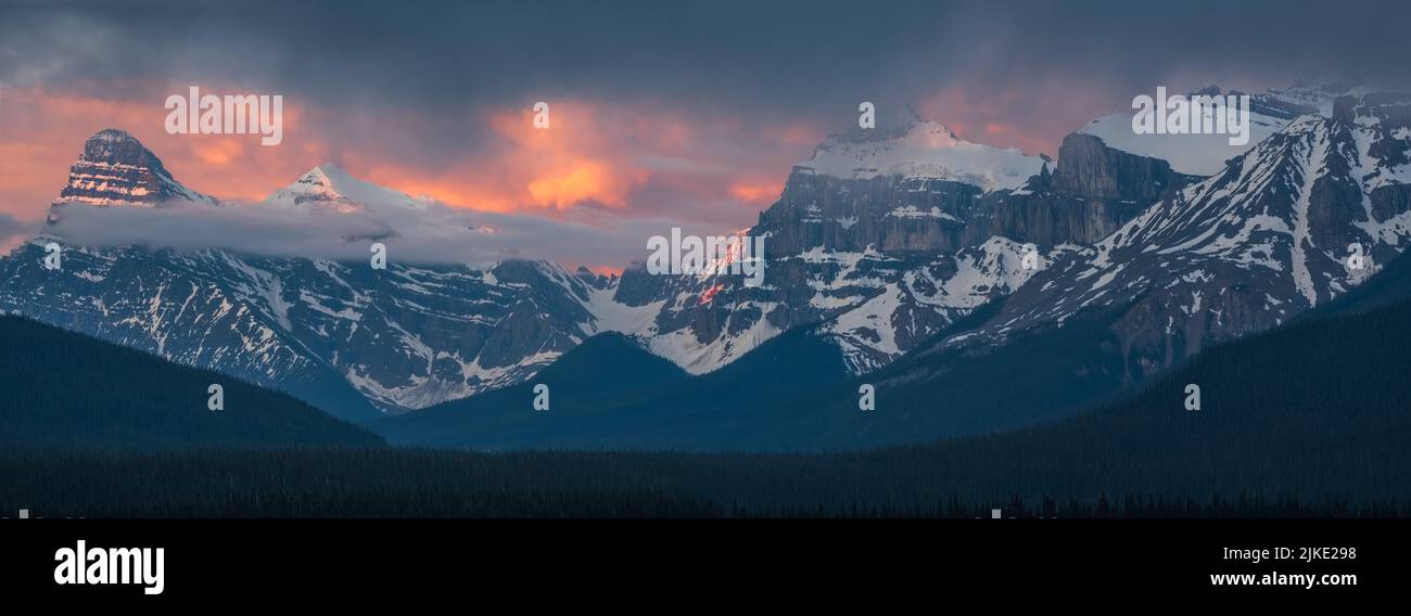 Black and White Panoramic View Of The Canadian Rockies Stock Photo - Alamy