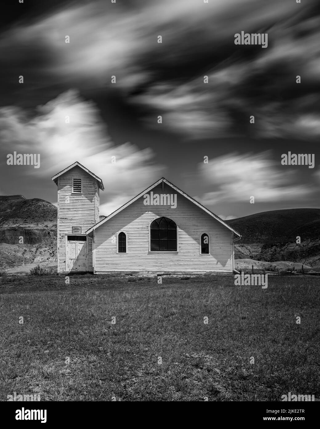 Catholic church in the badlands. Dorothy, Alberta, Canada Stock Photo