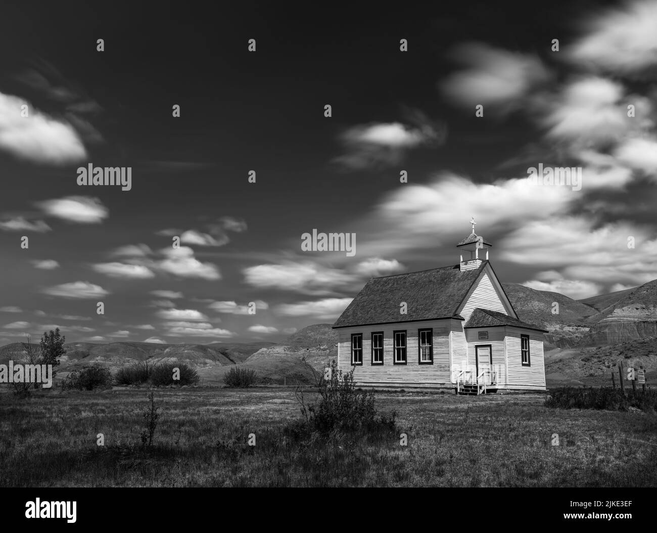 Catholic church in the badlands. Dorothy, Alberta, Canada Stock Photo