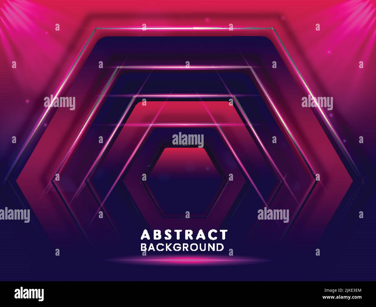 Abstract Geometric Hexagon Frame Layer Background With Lighting Effect
