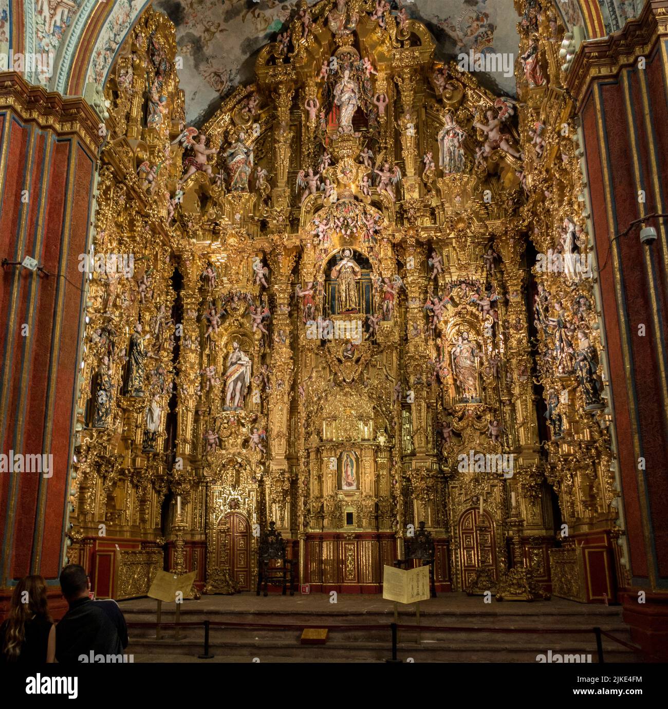 Altar retable in convent in Tepozotlan, Mexico State, Mexico Stock Photo