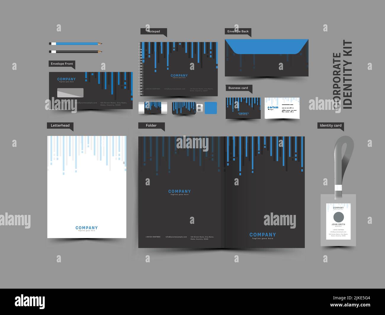 Corporate Business Kit As Brochure, DoubleSide Envelope, Flash Drive
