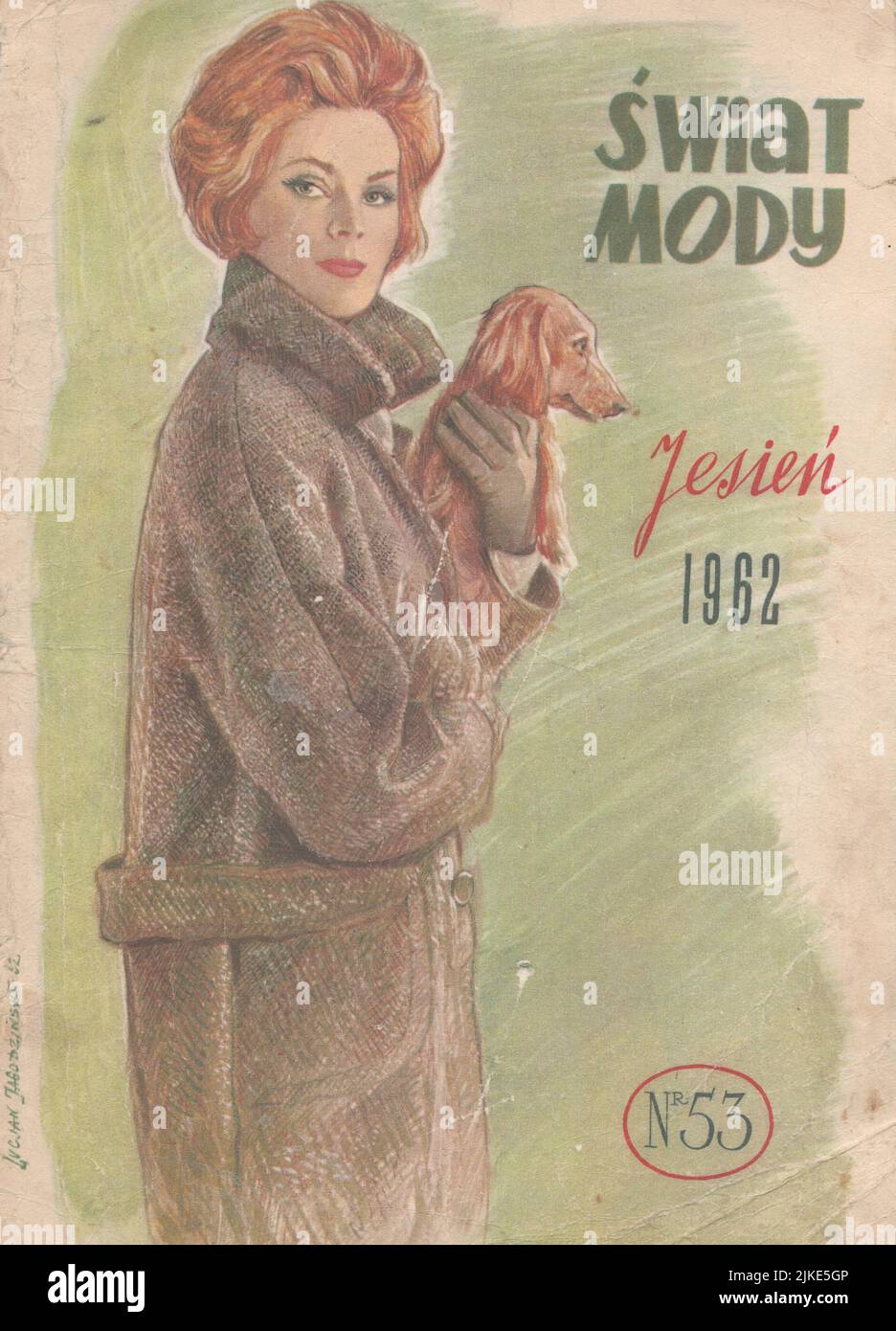 Okładka Świat Mody jesień 1962 rok, polski magazyn dla kobiet z czasów PRL kolorowe czasopismo dla kobiet, zdjecie Lucjan Jagodzinski Stock Photo