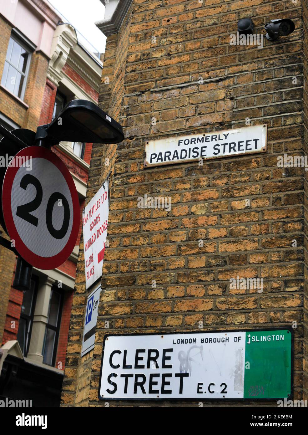 Formerly Paradise Street odd street sign Shoreditch London EC2 Stock Photo