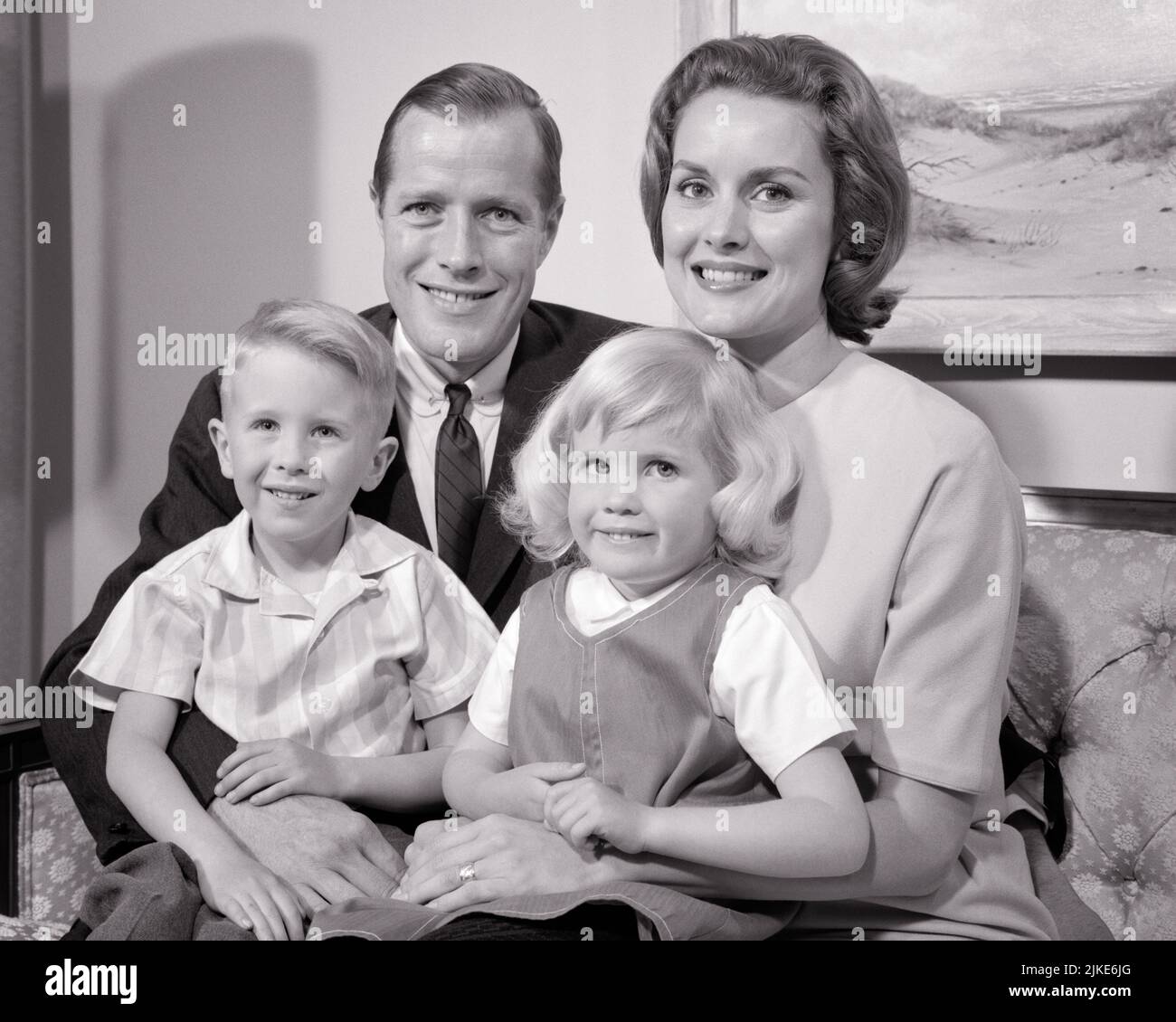 1960s PORTRAIT HAPPY FAMILY MAN WOMAN BOY GIRL MOTHER FATHER SON ...