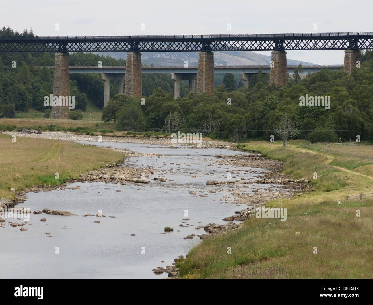View of the River Findhorn as it passes underneath the railway viaduct