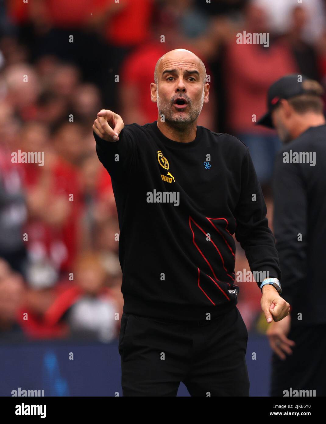 Leicester, UK. 30th July, 2022. Pep Guardiola (Man City manager) at the FA Community Shield match Liverpool v Manchester City, at King Power Stadium, Leicester, UK, on July 30, 2022 Credit: Paul Marriott/Alamy Live News Stock Photo