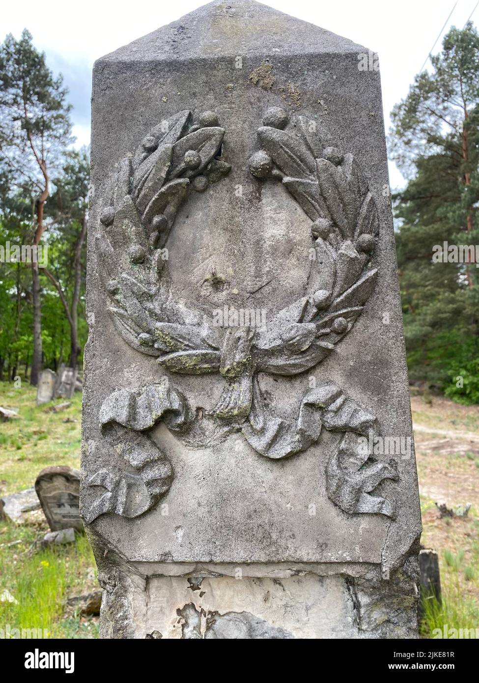 Ruins of the old Jewish cemetery in Otwock Poland cmentarz żydowski w Otwock headstones jewish graveyard jewish graveside beit kvarot jewish tombstone Stock Photo