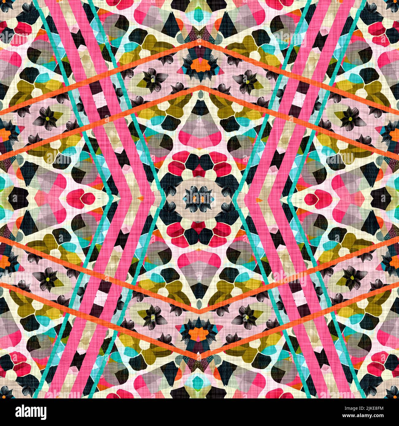 Kitsch pattern geometric retro design in seamless background. Trendy ...