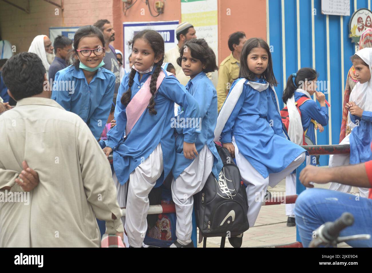 Lahore, Punjab, Pakistan. 1st Aug, 2022. Pakistani students leaving
