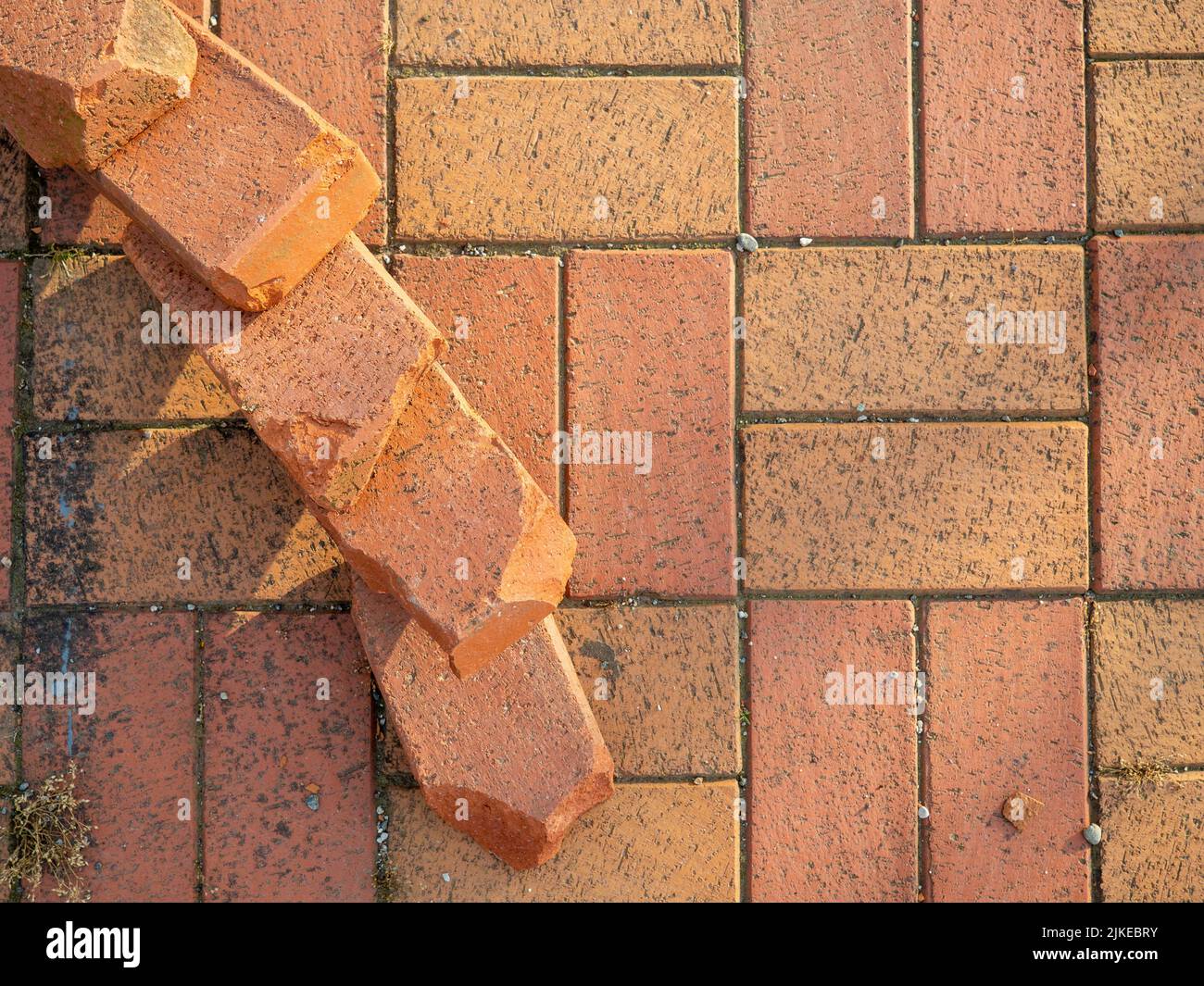 Old brickwork. Bricks on the ground. Construction works. Brick block