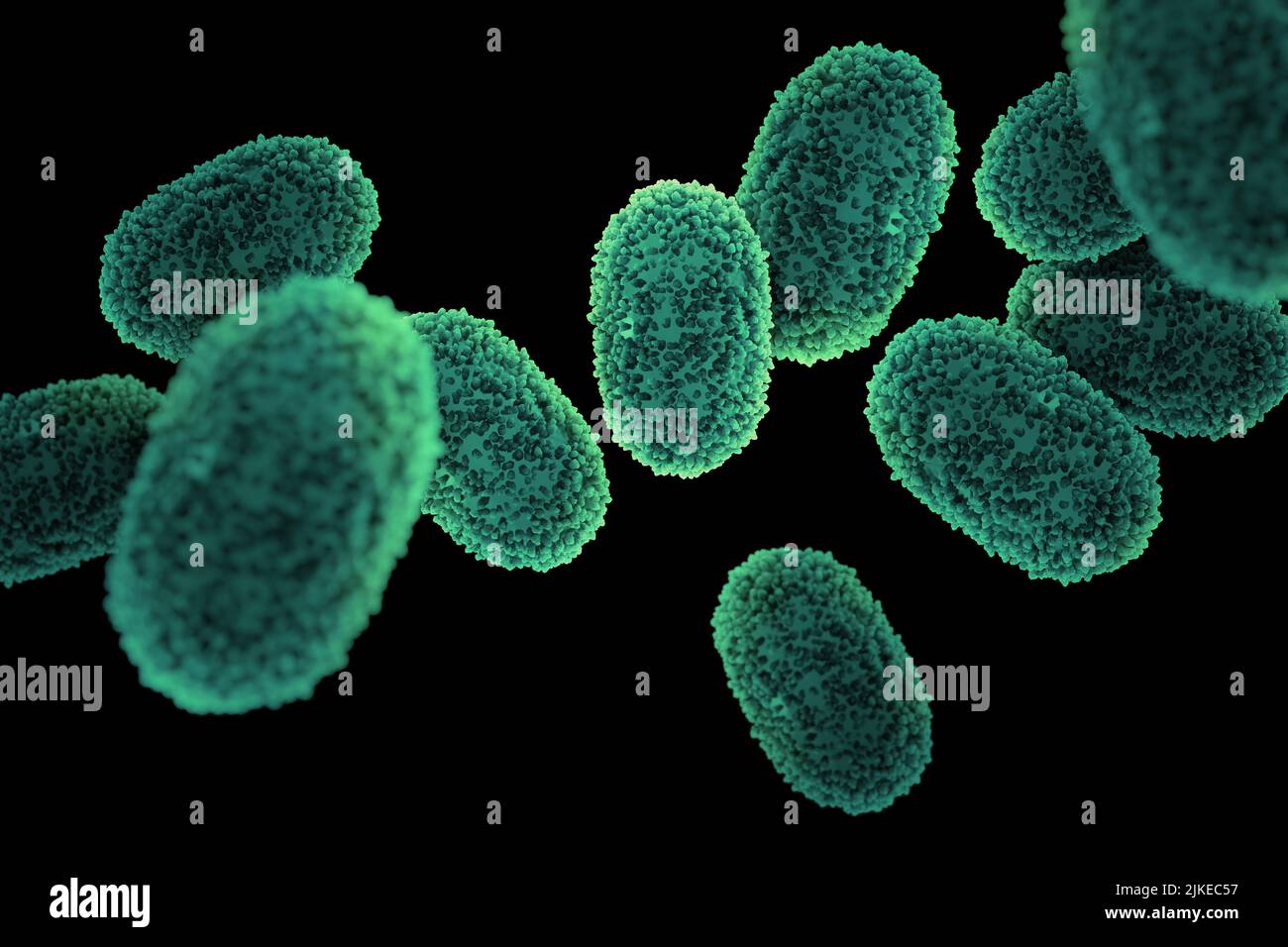 Monkeypox virus medical illustration 3d rendering. Global health emergency monkey pox infection. Stock Photo