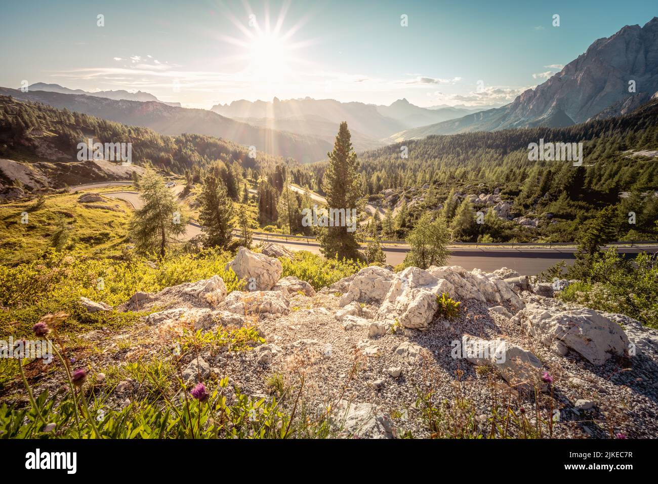 Sonnenuntergang in den Dolomiten Stock Photo