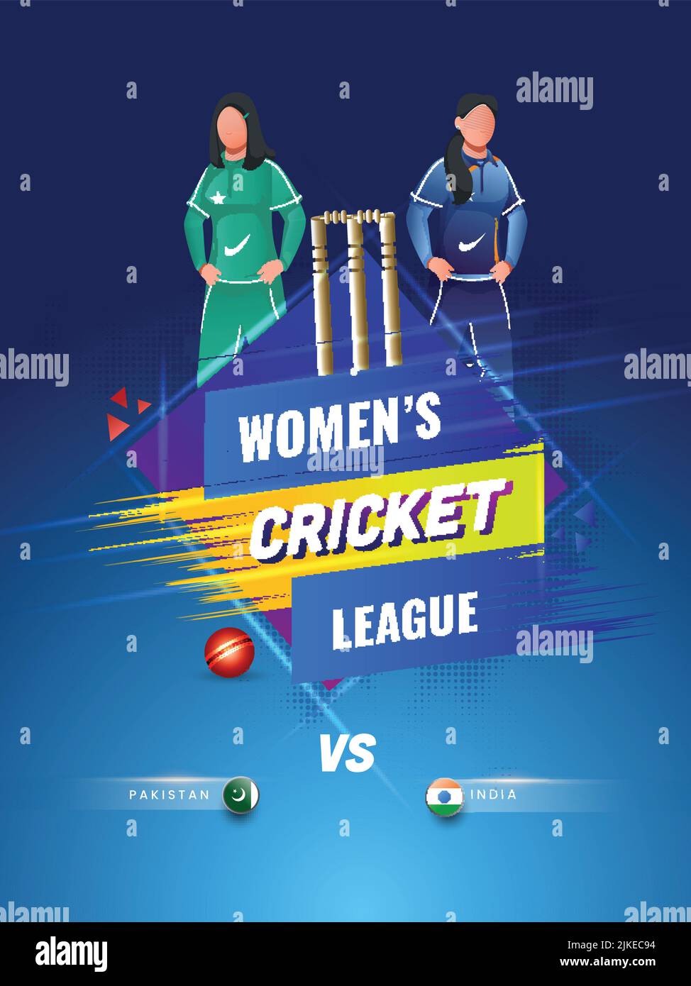 Womens Cricket League Flyer Design With Participating Countries Player Of Pakistan Vs India On 8843