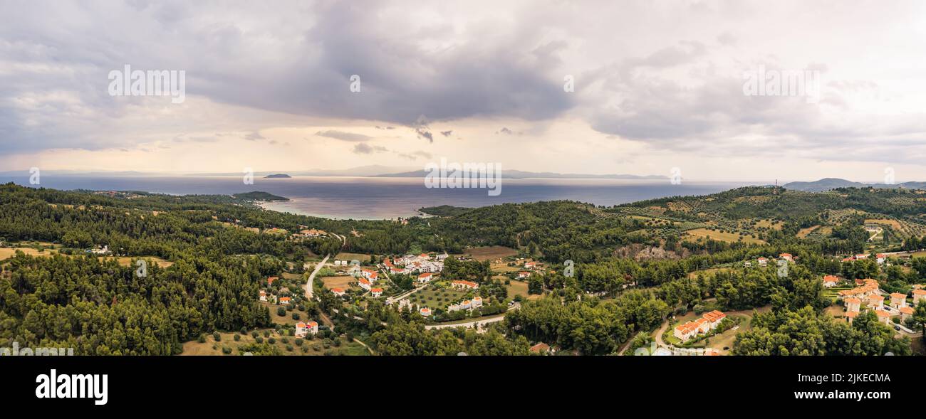 panorama of Kassandra from Palouri, Greece. High quality photo Stock Photo