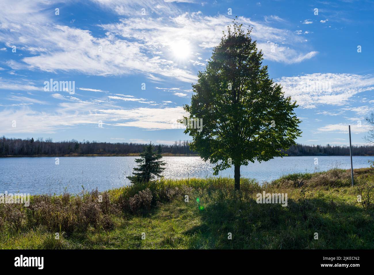 Noranda Lake shore. Beautiful landscape of Rouyn-Noranda, Abitibi-Temiscamingue, Quebec, Canada. Stock Photo