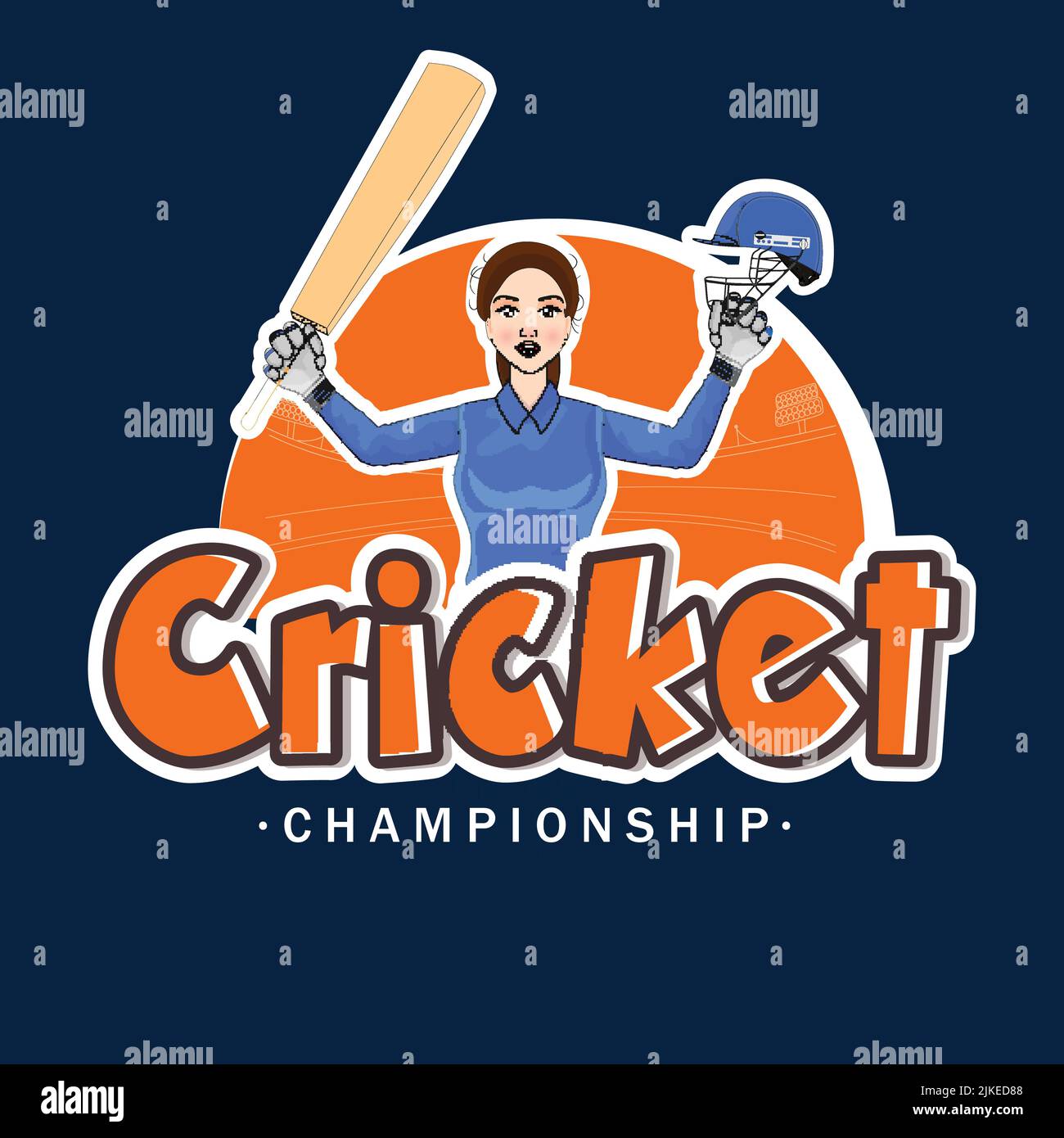 Sticker Style Cricket Font With India Female Batter Player In Winning ...