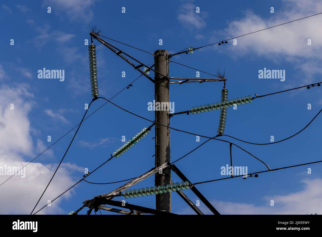 electric pole with metal wires, part of the electrical infrastructure