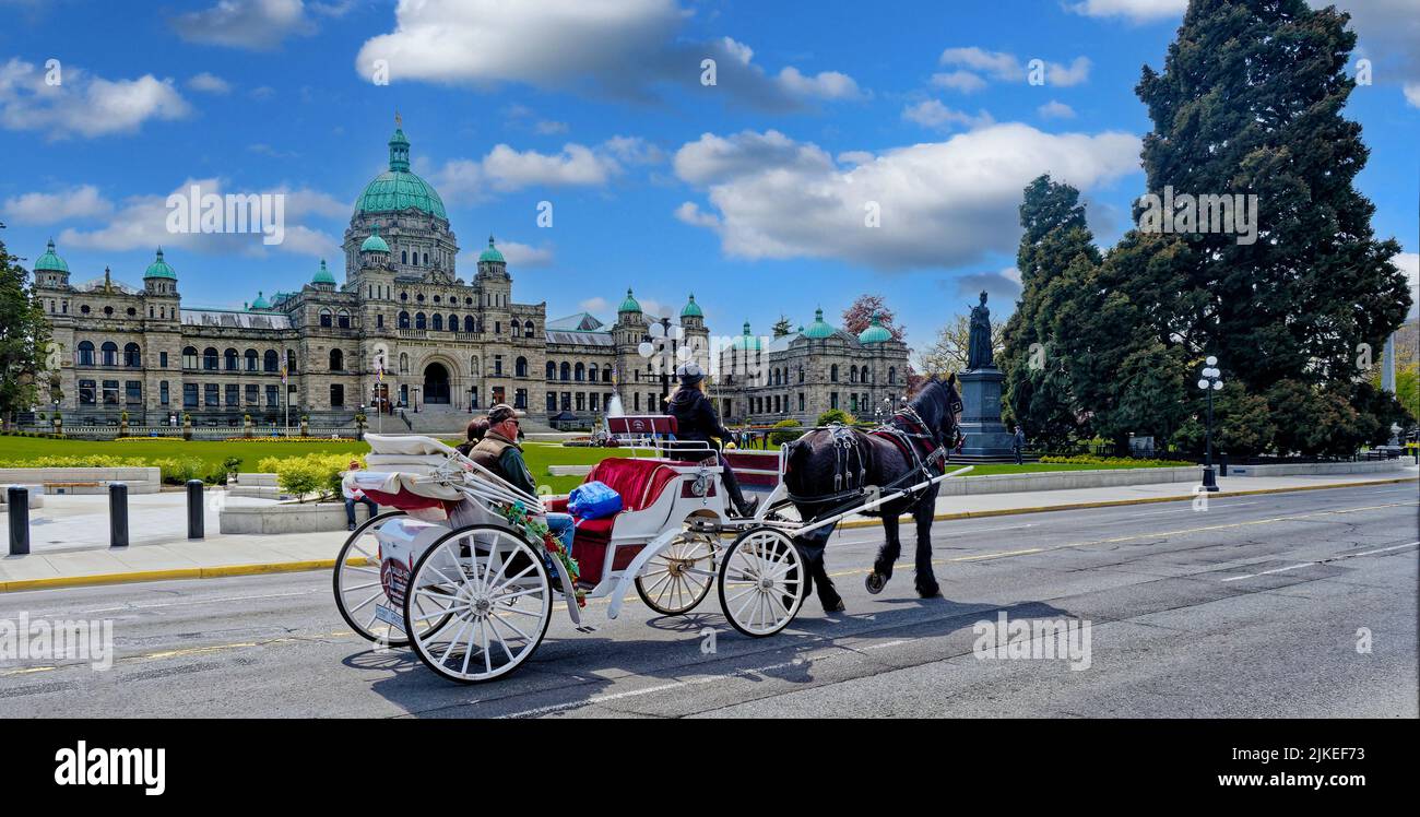 VICTORIA, BRITISH COLUMBIA - April 28, 2022: Victoria is the capital city of the Canadian province of British Columbia, located on the southern tip of Stock Photo