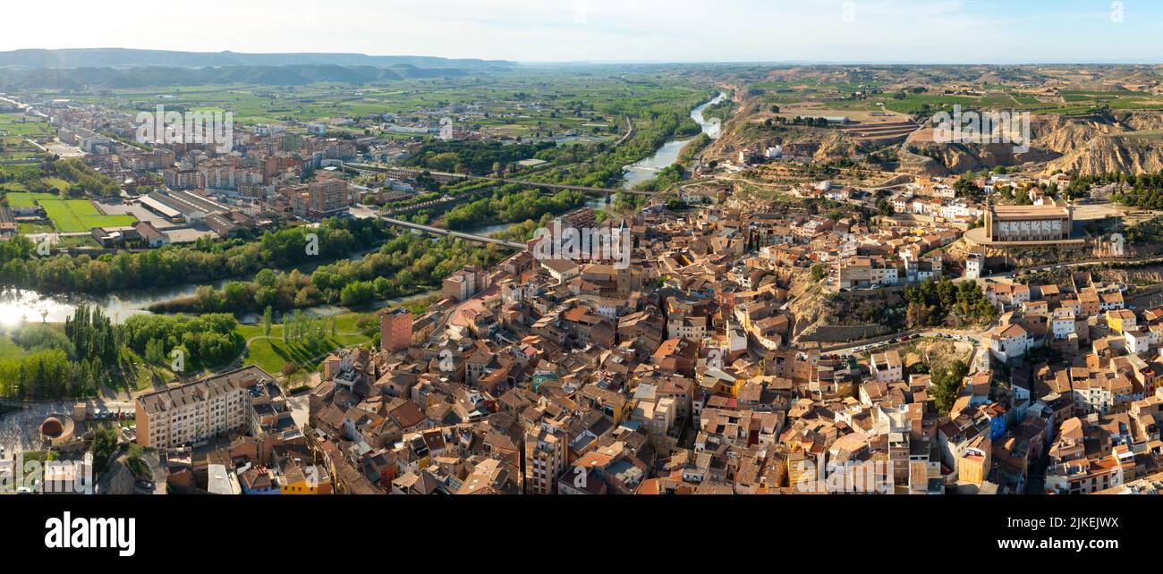 Drone photo of Fraga, Aragon, Spain Stock Photo