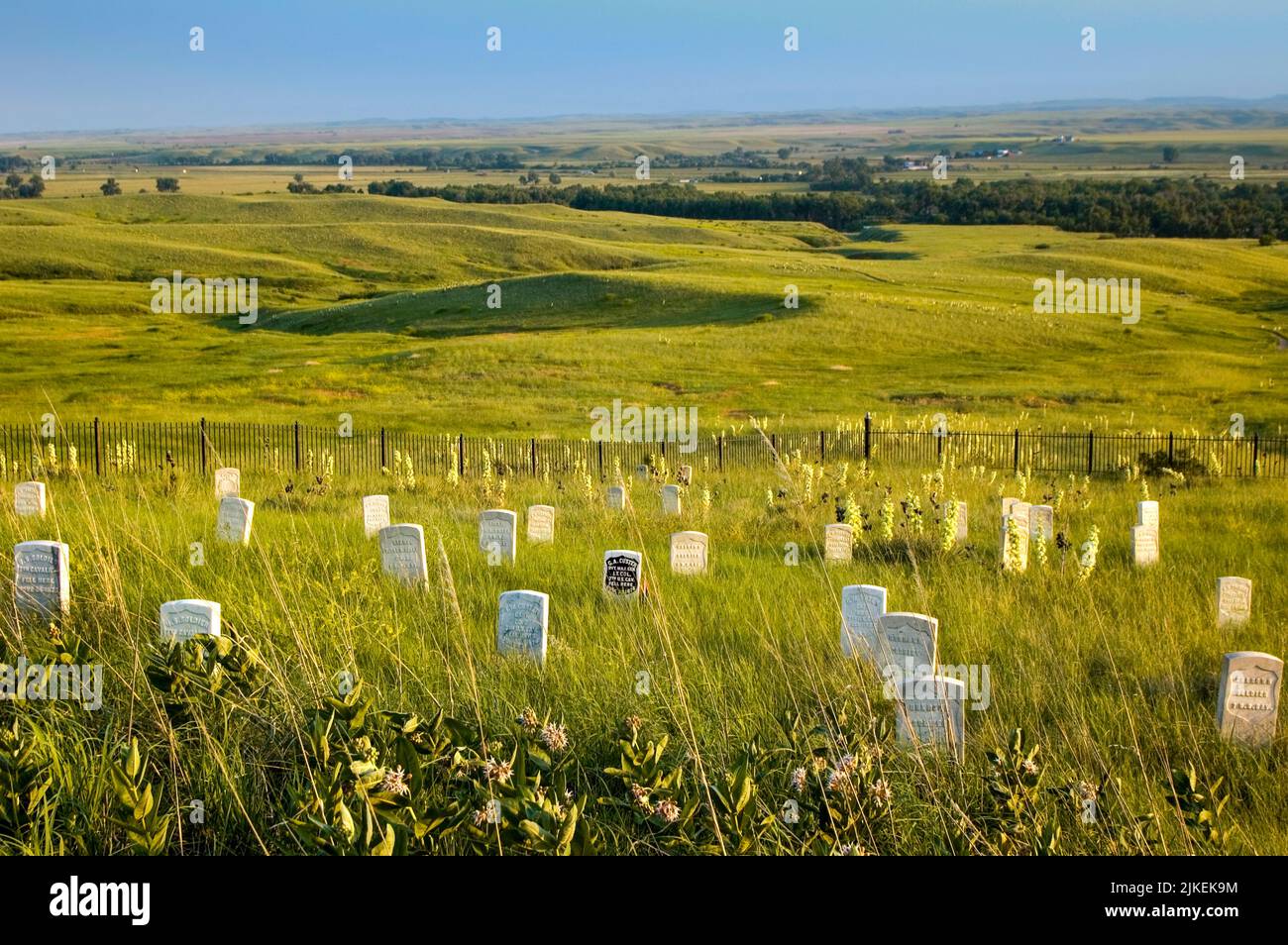 Custer's Last Stand Landscape of Little Bighorn Battlefield National Monument, Montana Stock Photo