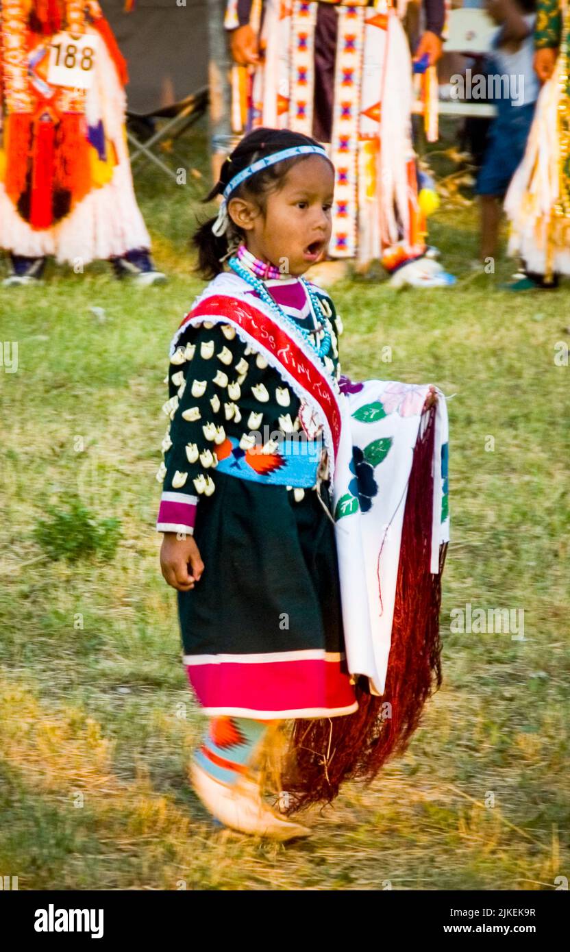during a pow wow on the Crow Indian Reservation, Montana Stock Photo