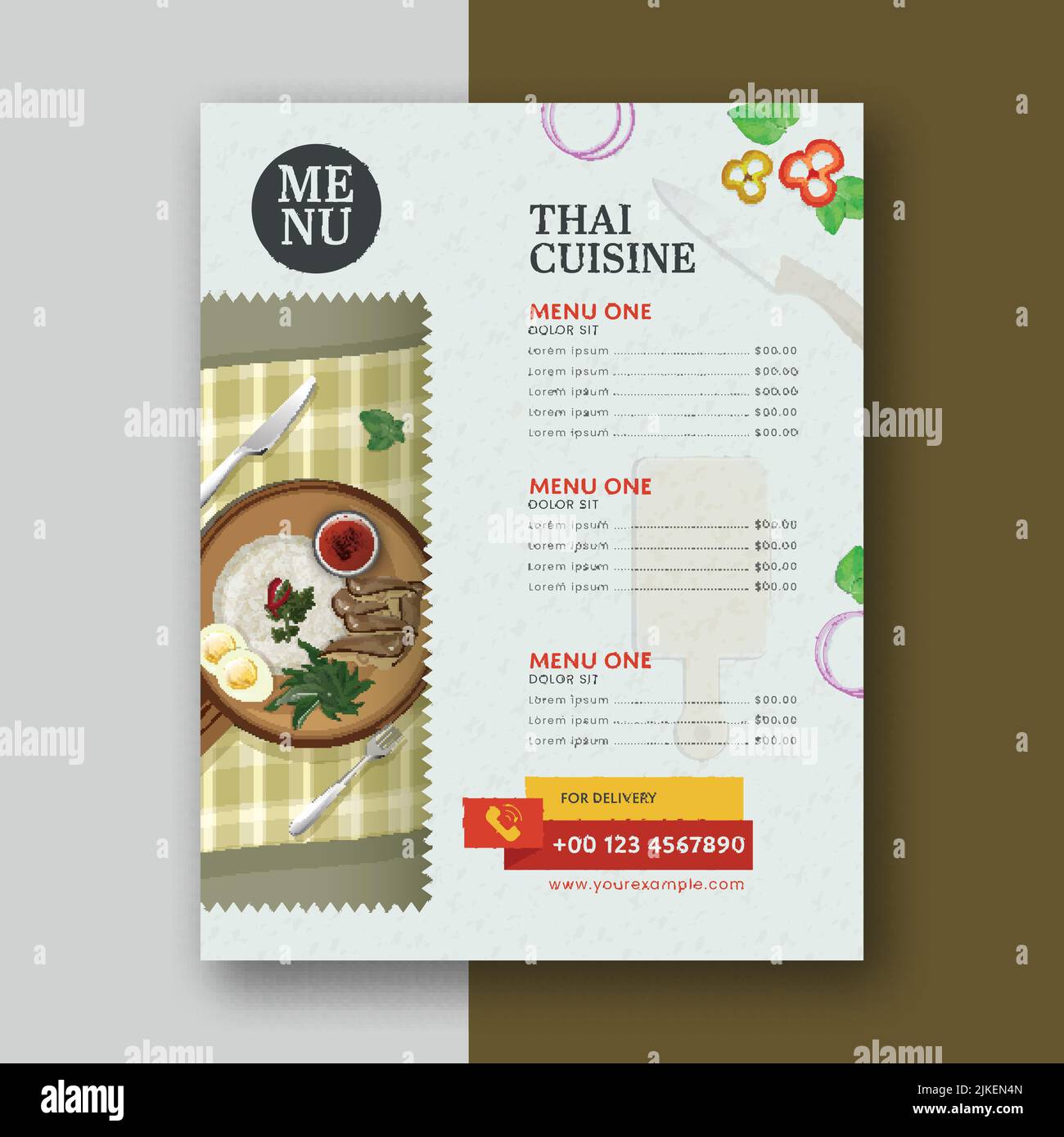 Thai Cuisine Menu Card Template Layout For Publishing Stock Vector ...