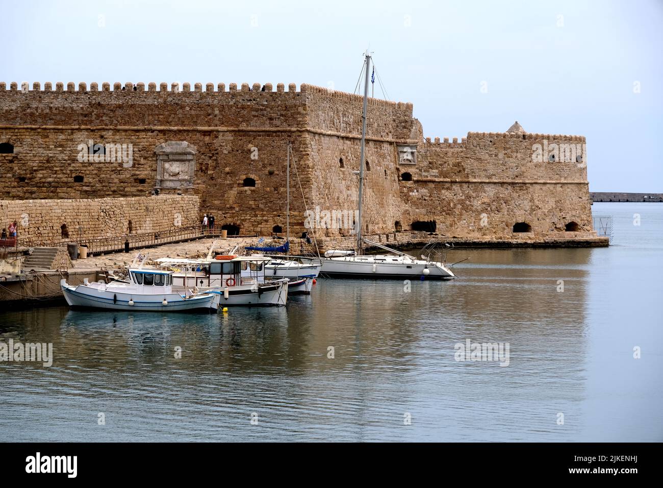 Fortress and harbour in the port of Heraklion in Crete Greece Stock Photo