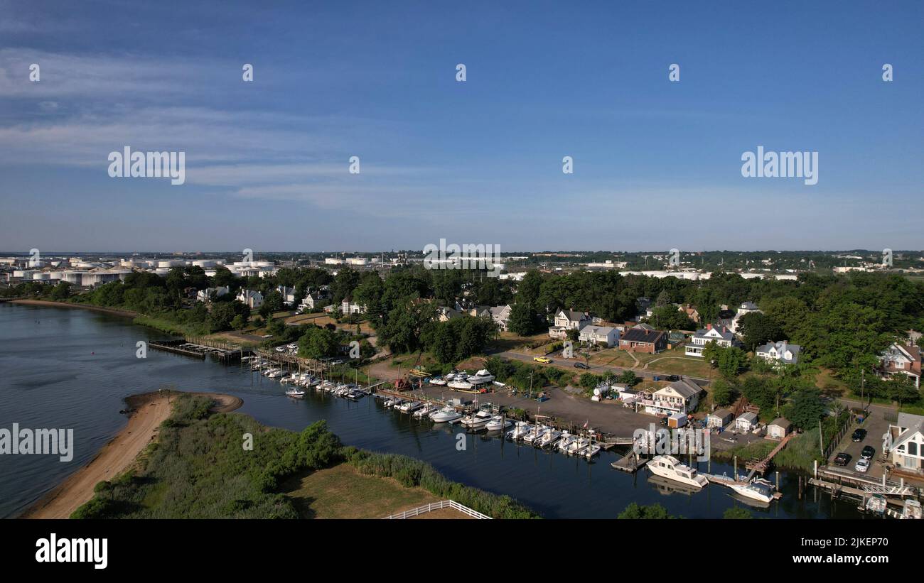 Aerial view of Marina along the Arthur Kill in Port Reading, New Jersey