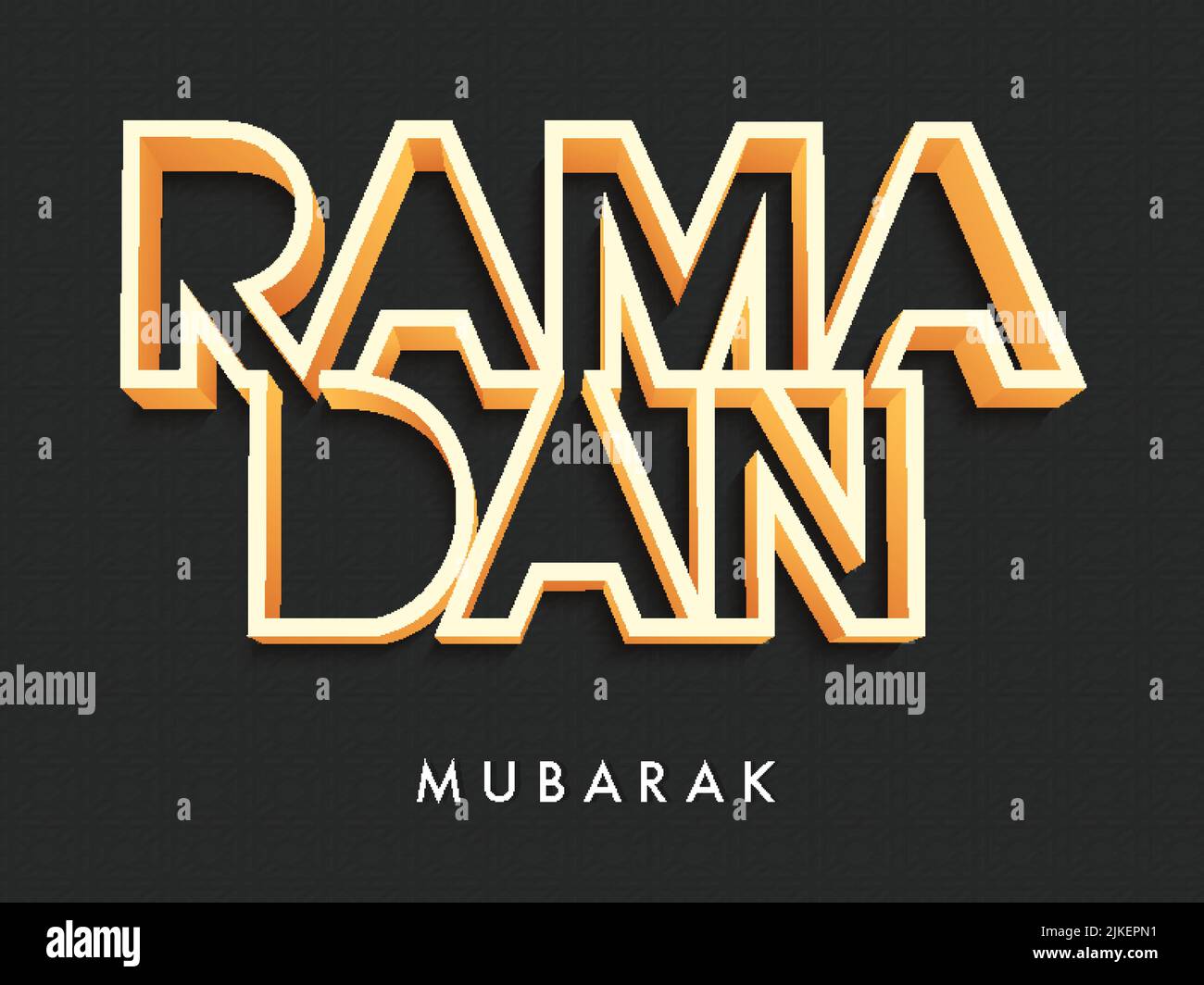 Stylish Ramadan Mubarak Font Against Black Background Stock Vector