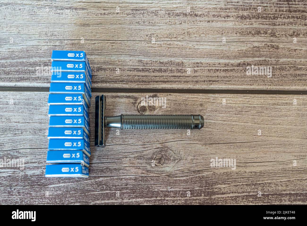 Shaving stick and packs of Safety razors Stock Photo - Alamy