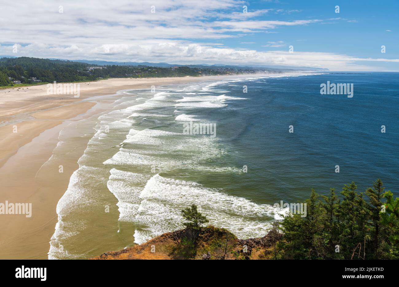 Infinite endless sands and long tidal waves at Agate Beach near Newport