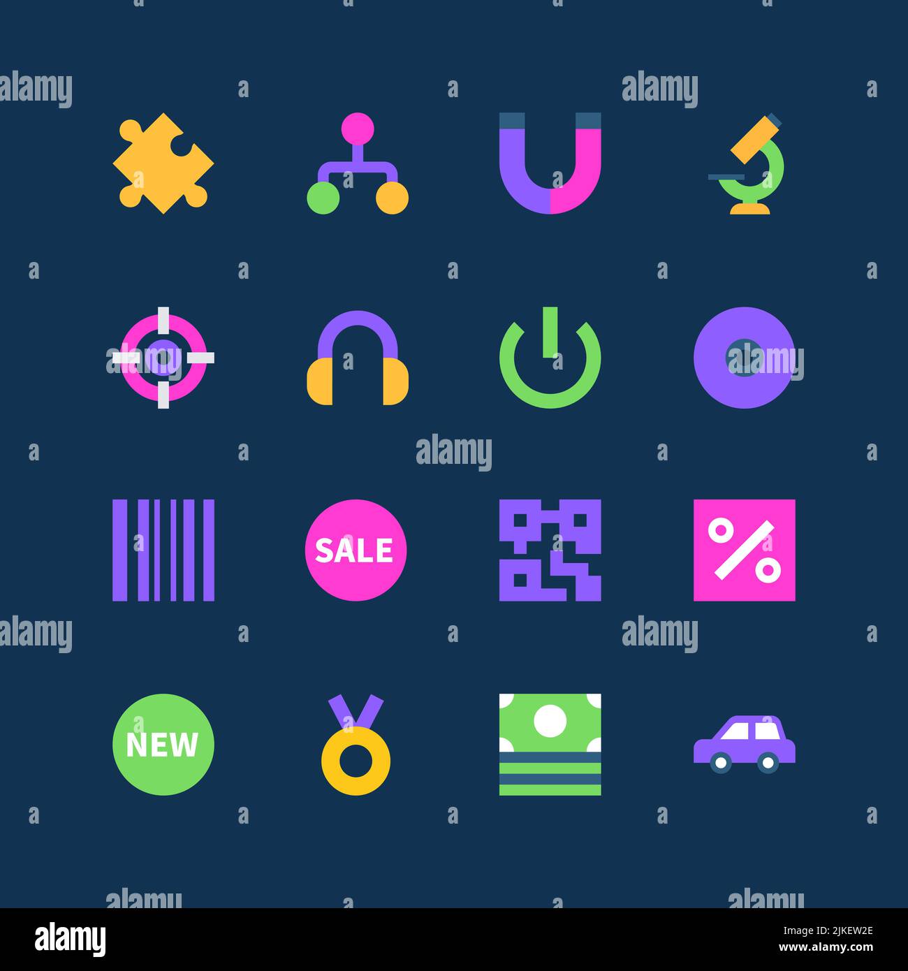 Modern shopping - set of flat design style neon icons Stock Vector ...