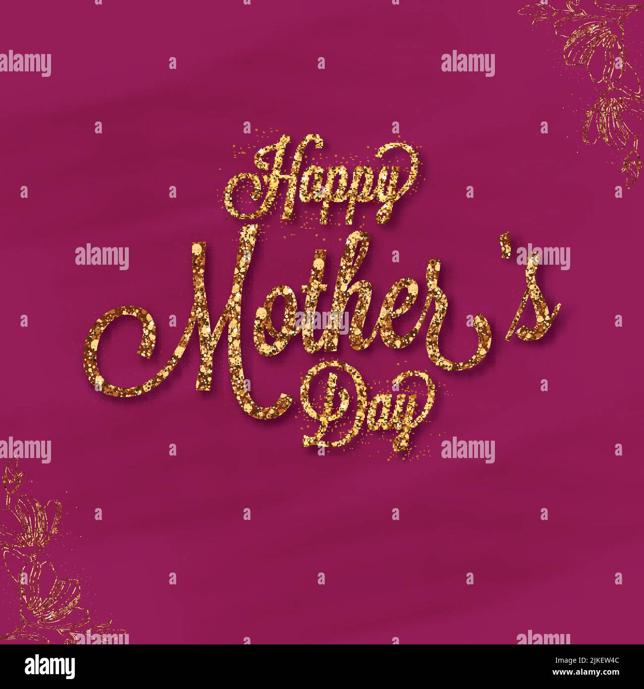 Golden Glittering Happy Mother's Day Font And Flourish On Pink