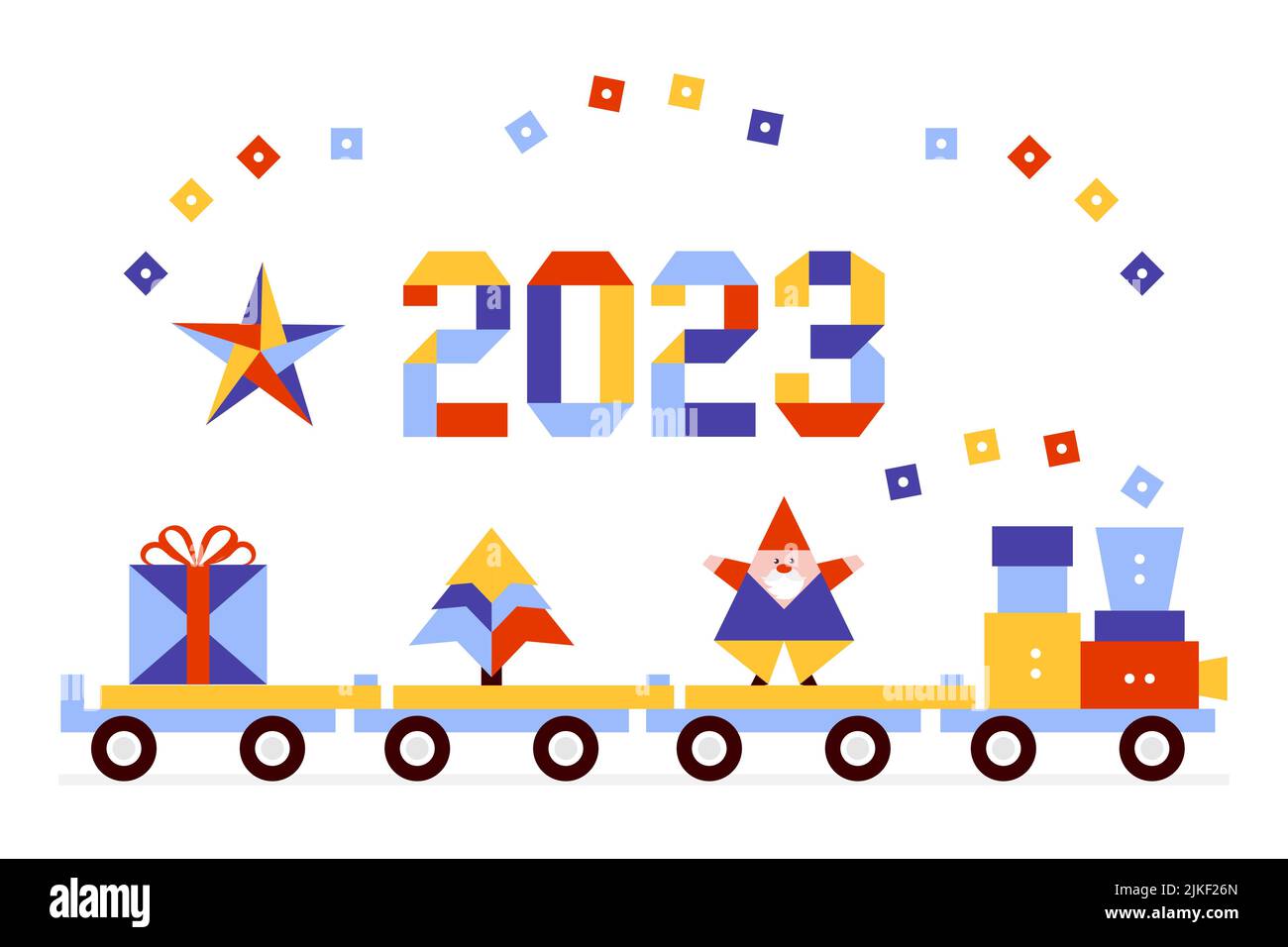 Happy new year 2023. Vector illustration with origami 2023 numbers