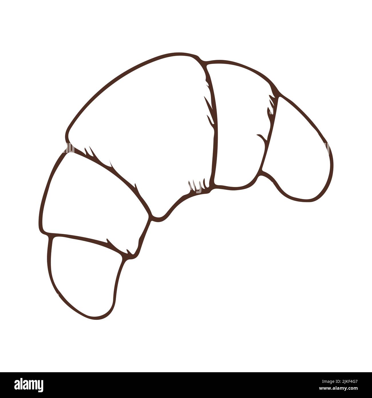 Croissant pastry, bun for breakfast in hand drawn doodle style, icon ...