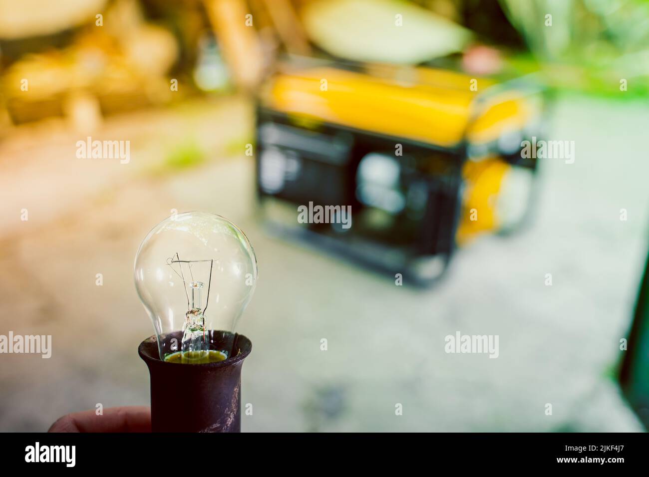 Extinguished Lights An extinguished light bulb on the background of a gas generator Stock ...