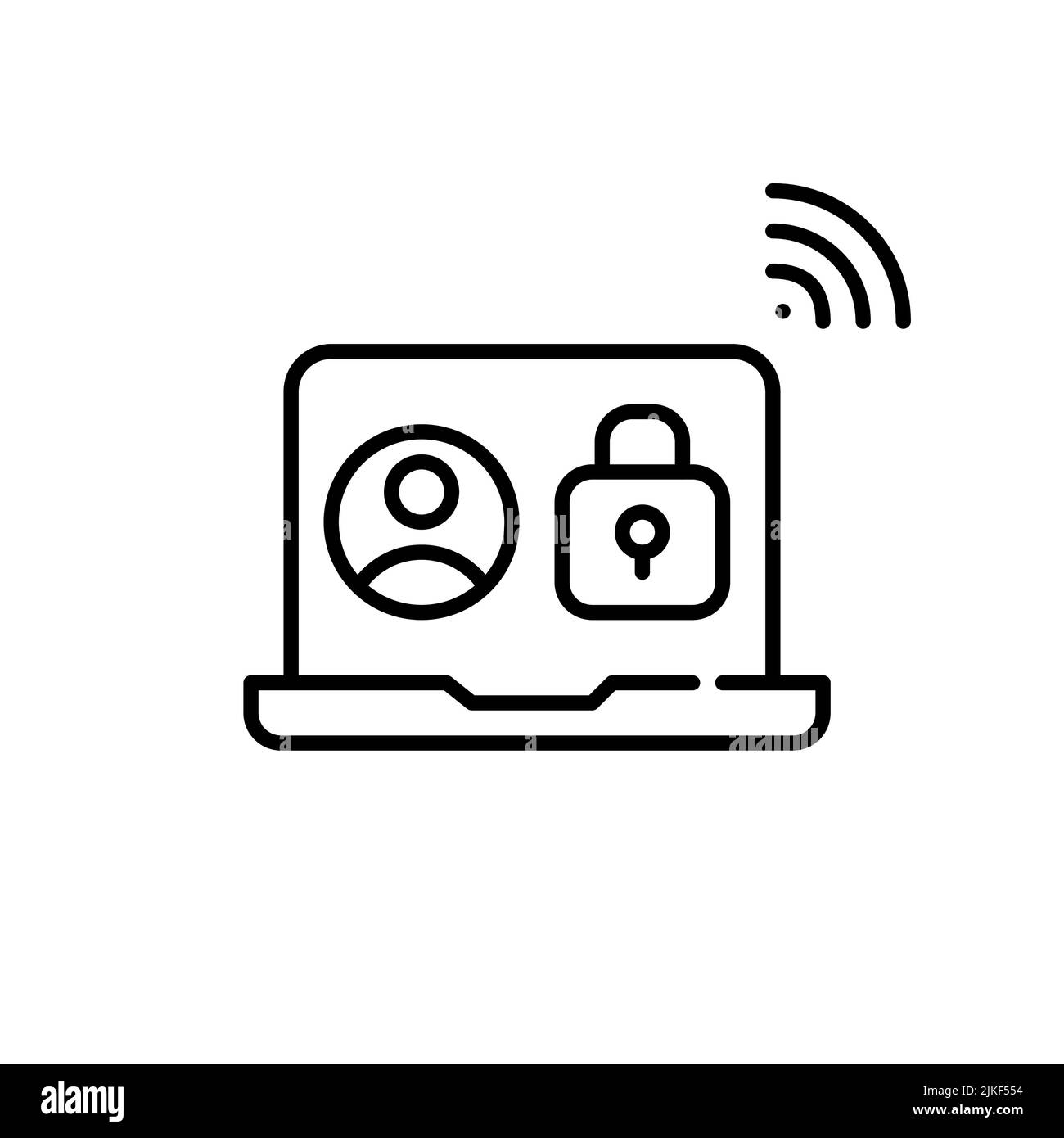 Secure user profile online. Pixel perfect, editable stroke line icon Stock Vector