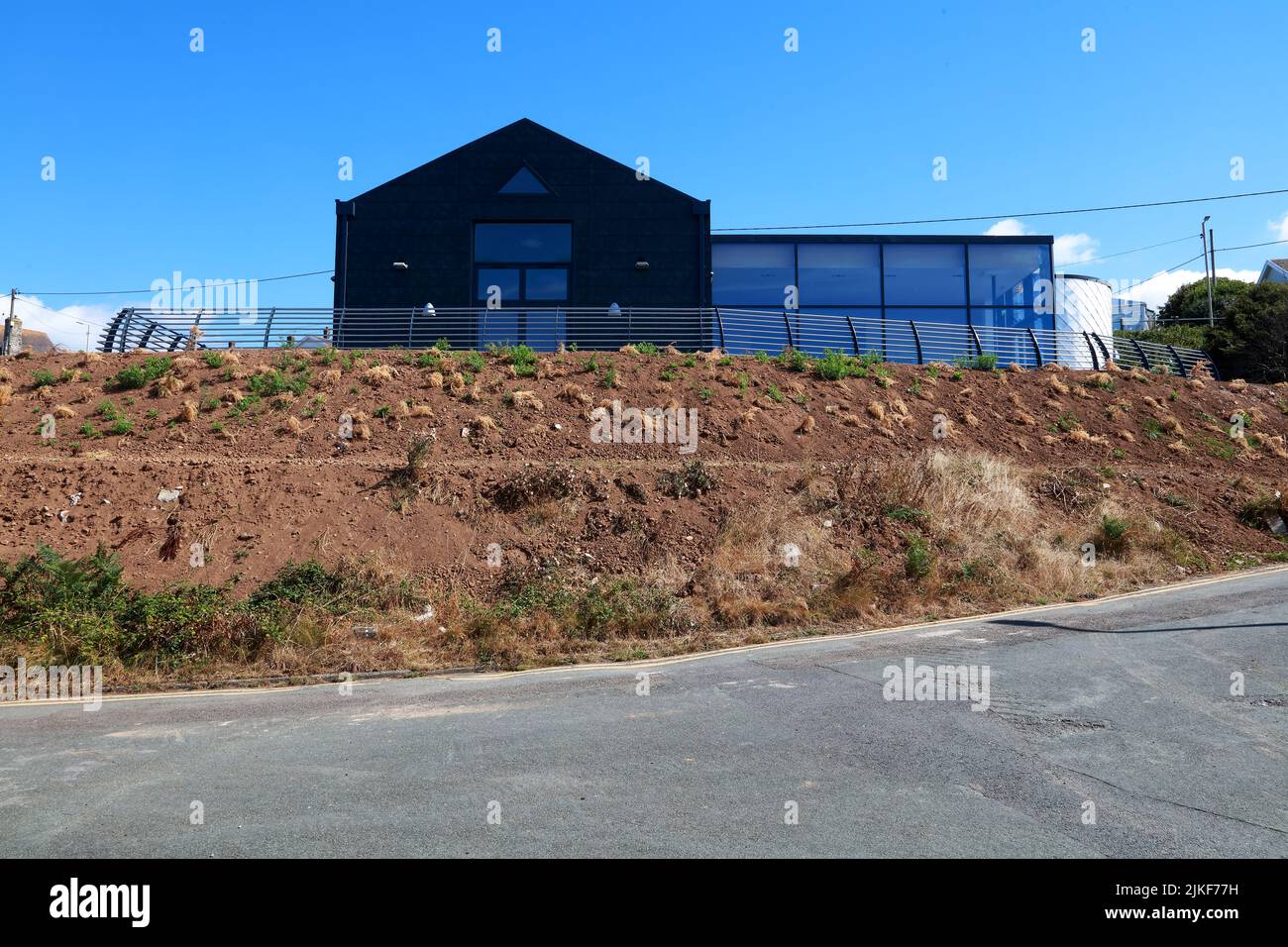 The long awaited Ogmore by sea local village hall with coffee shop and seating as well as a large hall and all with a lovely sea view. Stock Photo